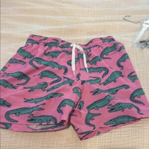 Pink Swim Shorts with Alligator Print